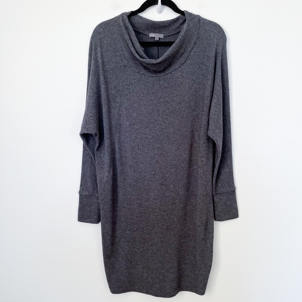 Vince Angora Blend Cowl Neck Sweater Dress Womens‎ Large Gray
